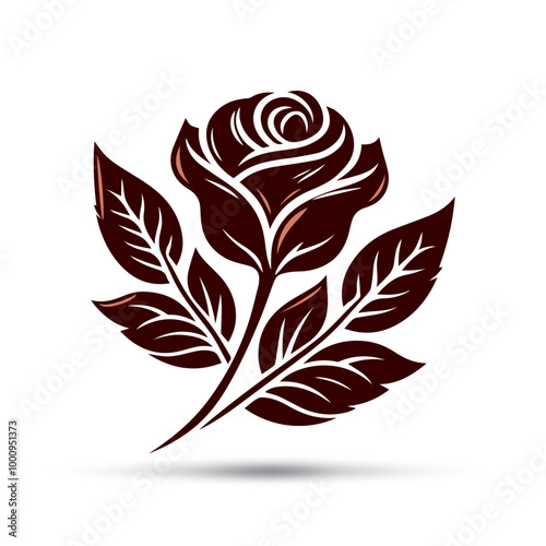 Modern decorative red rose logo silhouette design