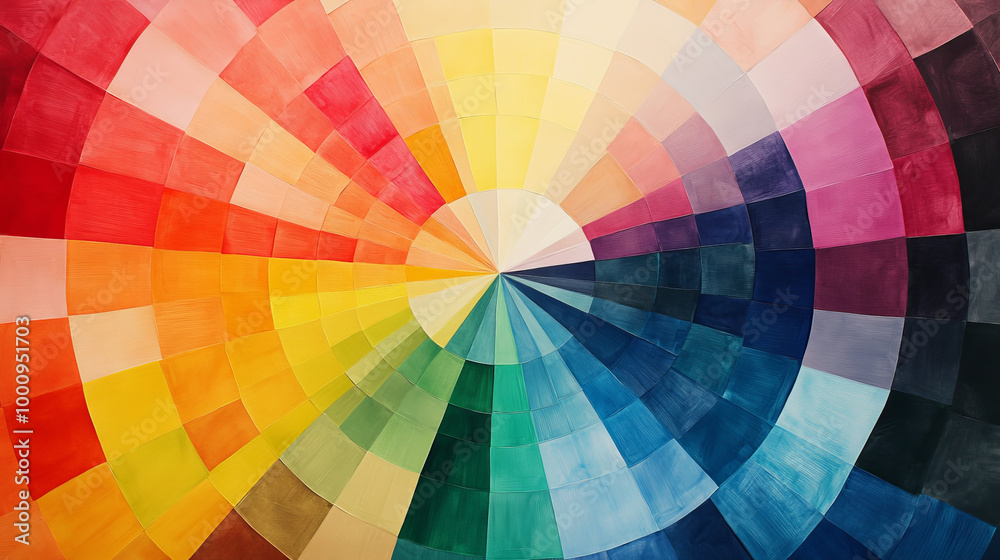 Show a color wheel palette with primary, secondary, and tertiary colors arranged in a circular format. Show a color wheel palette with primary, secondary, and tertiary colors arranged in a circular format.