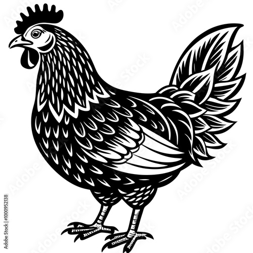 hen and rooster vector silhouette illustration black animal 