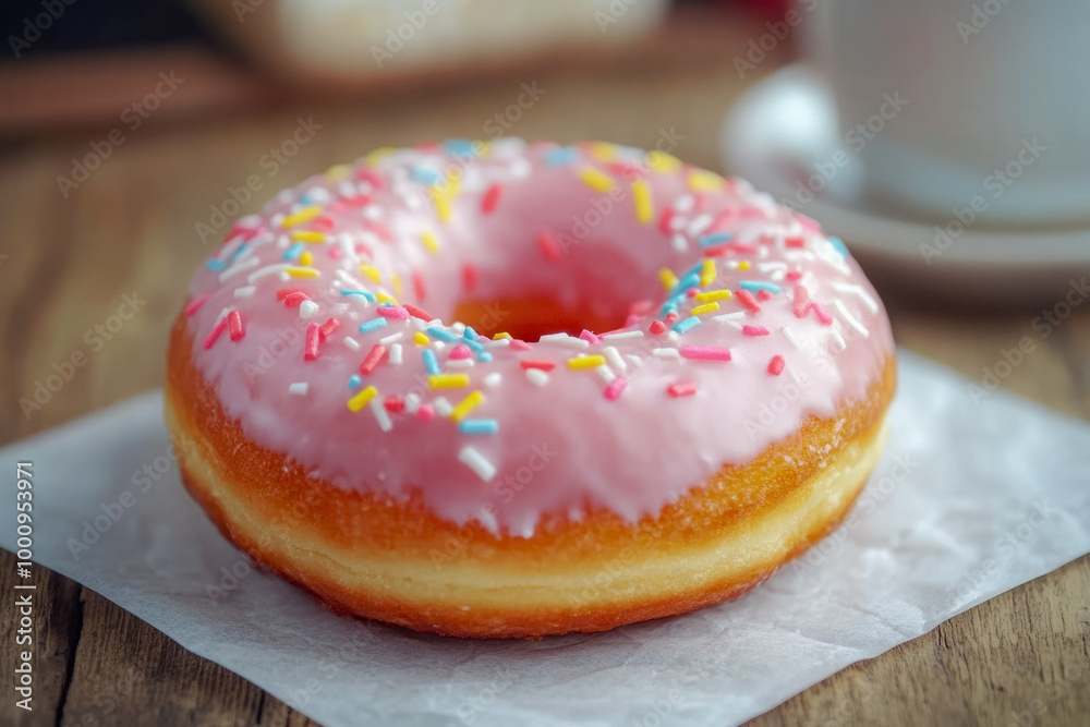 Freshly Baked Donut Covered With Icing On A Napkin On The Table For A Morning Snack Created With Artificial Intelligence Freshly Baked Donut Covered With Icing On A Napkin On The Table For A Morning Snack Created With Artificial Intelligence
