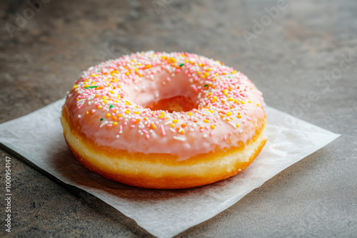 Freshly Baked Donut Covered With Icing On A Napkin On The Table For A Morning Snack Created With Artificial Intelligence