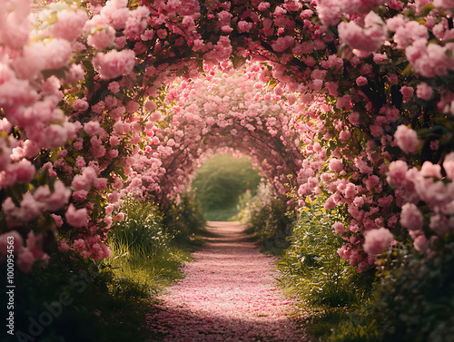 Pink blooming flower tunnel with soft filter picture