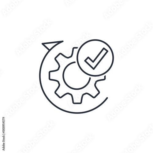 Successful implementation. Task Execution . Vector linear icon isolated on white background.