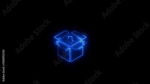 neon glow order picking thin line icon isolated with shadow