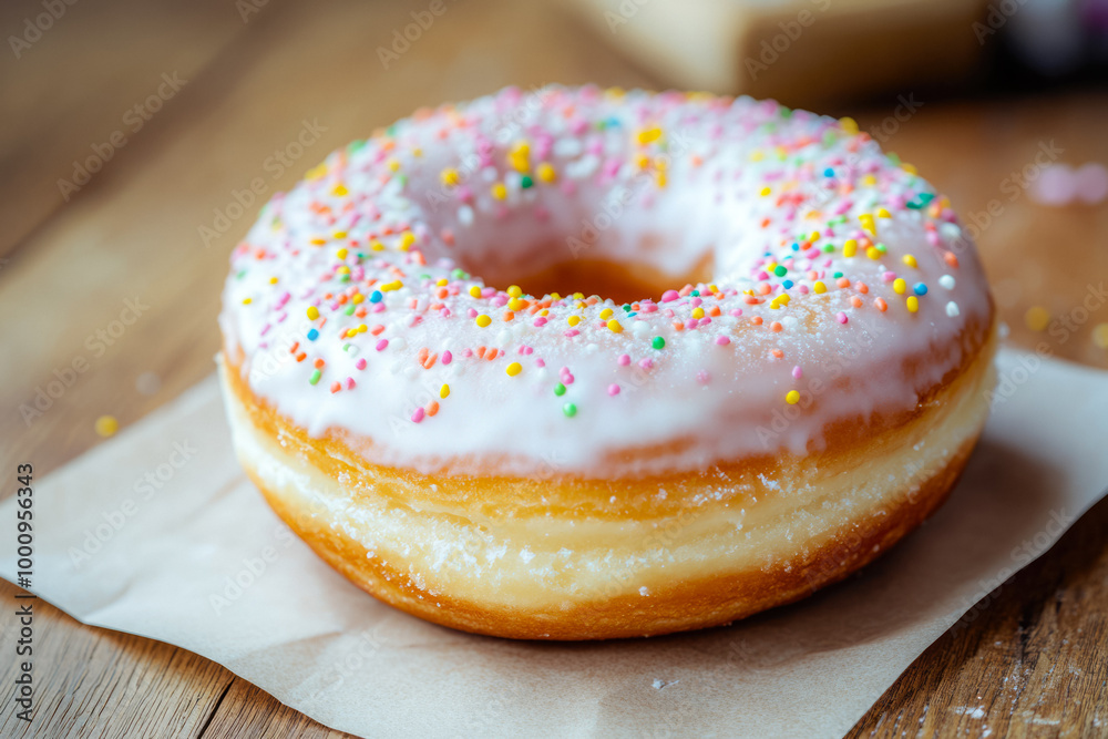 Freshly Baked Donut Covered With Icing On A Napkin On The Table For A Morning Snack Created With Artificial Intelligence Freshly Baked Donut Covered With Icing On A Napkin On The Table For A Morning Snack Created With Artificial Intelligence