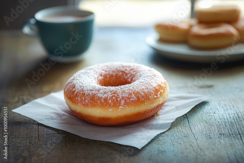 Freshly Baked Donut Covered With Icing On A Napkin On The Table For A Morning Snack Created With Artificial Intelligence