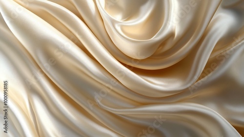 Abstract background of smooth and wavy beige fabric.