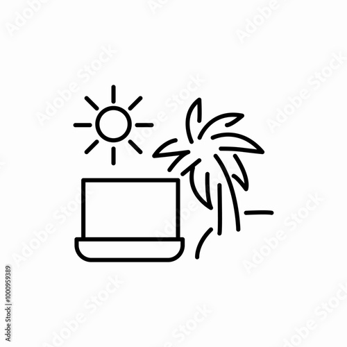 beach vacation remotework icon sign vector