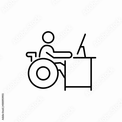 workplace for disability man icon sign vector