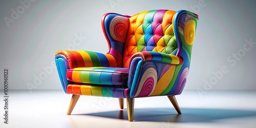 Vibrant cartoon chair design ideal for interior decor illustrations and artistic projects, adding a playful touch and whimsical charm to any creative endeavor. photo