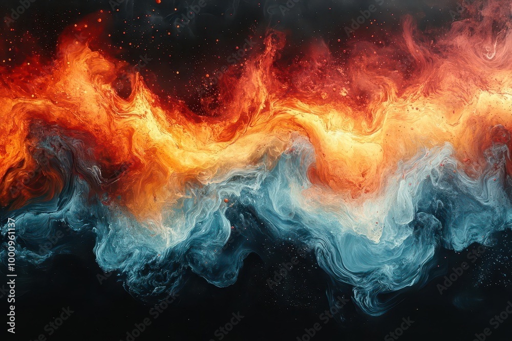 abstract representation of earth combining fiery reds and cool blues symbolizing the interconnectedness of fire and water creating a striking and dynamic global map abstract representation of earth combining fiery reds and cool blues symbolizing the interconnectedness of fire and water creating a striking and dynamic global map