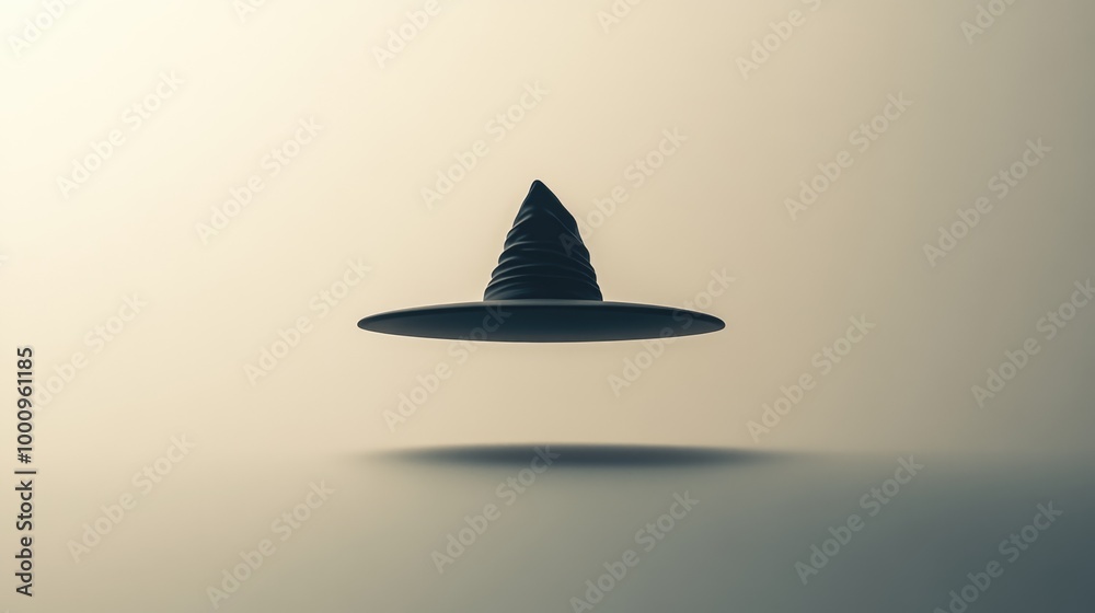 Fototapeta premium Minimalist floating witch hat with shadow effect
