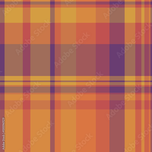 Tie texture textile seamless, realistic pattern vector plaid. Multi tartan fabric check background in orange and red colors.