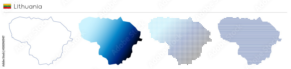 Fototapeta premium Lithuania - outline, gradient, dotted and lines geometrical country shape - vector illustration