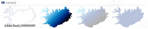 Iceland - outline, gradient, dotted and lines geometrical country shape - vector illustration