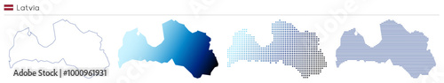 Latvia - outline, gradient, dotted and lines geometrical country shape - vector illustration
