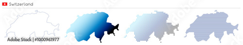 Switzerland - outline, gradient, dotted and lines geometrical country shape - vector illustration