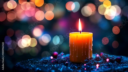 Candle Animation with Bokeh Lights | Peaceful Ambience. 30 seconds loop.