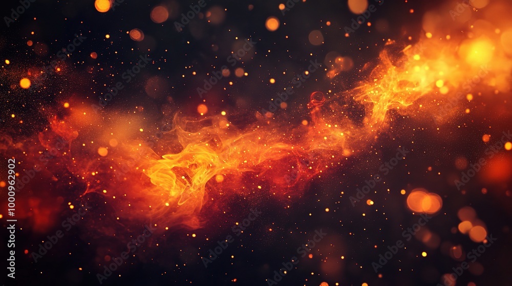 Obraz premium Fiery Abstract Background with Sparkling Particles