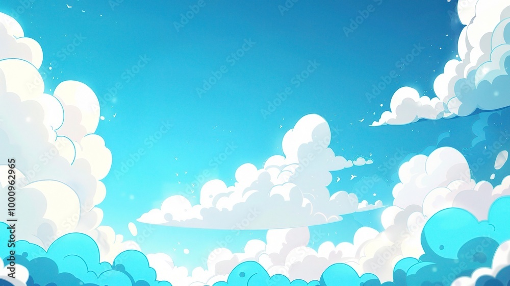 Adorable Cartoon Blue Sky and White Clouds Background: A Charming and Serene Scene. Enjoy the Whimsy Adorable Cartoon Blue Sky and White Clouds Background: A Charming and Serene Scene. Enjoy the Whimsy