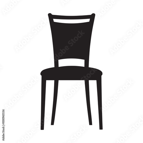 Chair silhouette vector art illustration with white background.