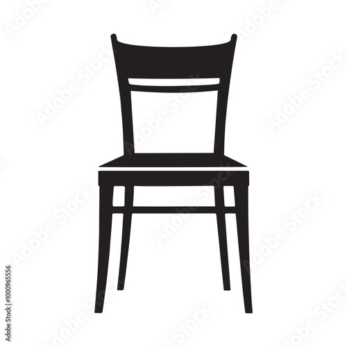 Chair silhouette vector art illustration with white background.
