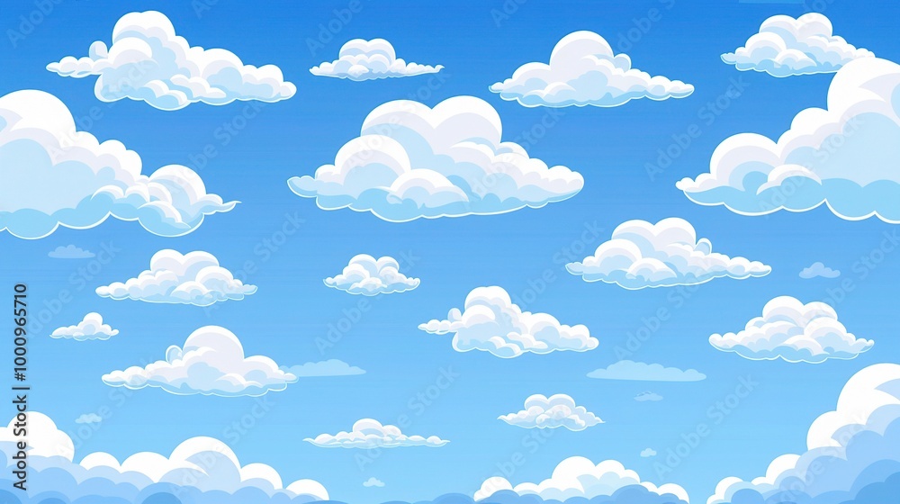 Adorable Cartoon Blue Sky and White Clouds Background: A Charming and Serene Scene. Enjoy the Whimsy Adorable Cartoon Blue Sky and White Clouds Background: A Charming and Serene Scene. Enjoy the Whimsy