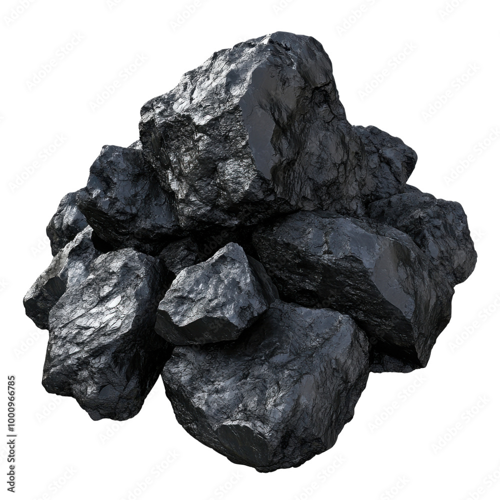 Pile of coal stones on a white isolated background. Pile of coal stones on a white isolated background.