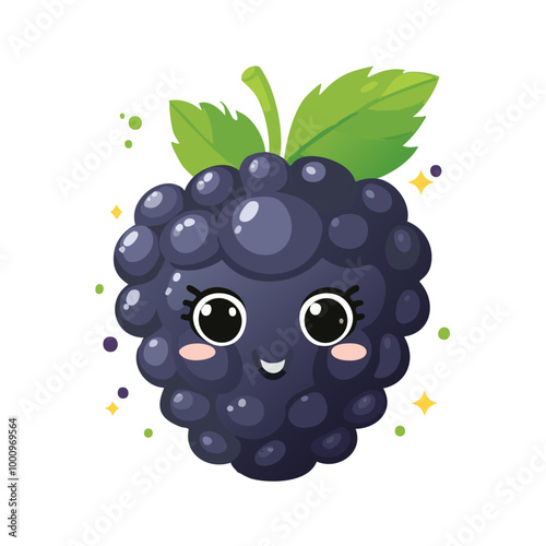 Blackberry Cute Cartoon Fruit Fresh Animation Kawaii Healthy Character
