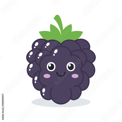 Blackberry Cute Cartoon Fruit Fresh Animation Kawaii Healthy Character
