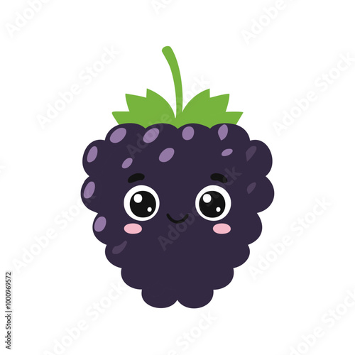 Blackberry Cute Cartoon Fruit Fresh Animation Kawaii Healthy Character

