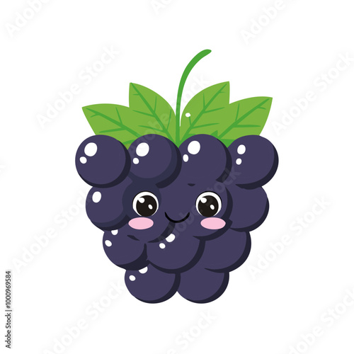 Blackberry Cute Cartoon Fruit Fresh Animation Kawaii Healthy Character
