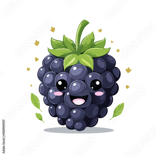 Blackberry Cute Cartoon Fruit Fresh Animation Kawaii Healthy Character
