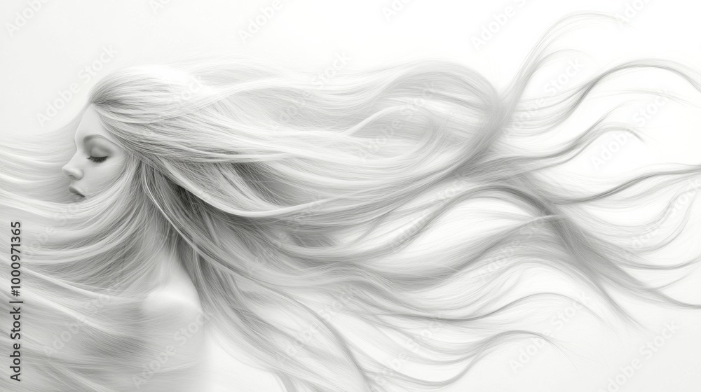 Fototapeta premium Ethereal Woman with Flowing Hair