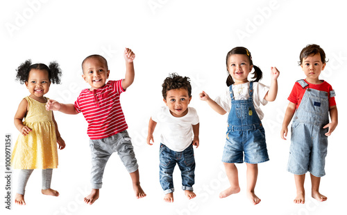 Cute diverse toddlers png sticker, transparent background photo