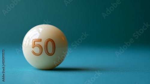 Number Fifty Egg on Teal Background