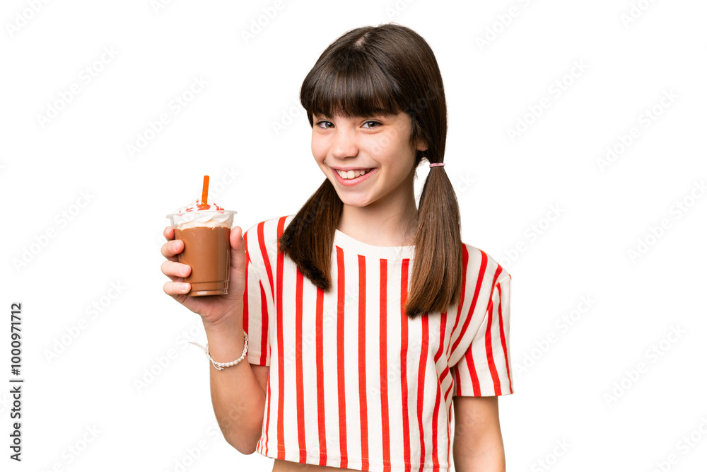 Young man with chocolat milkshake over isolated background smiling a lot Young man with chocolat milkshake over isolated background smiling a lot