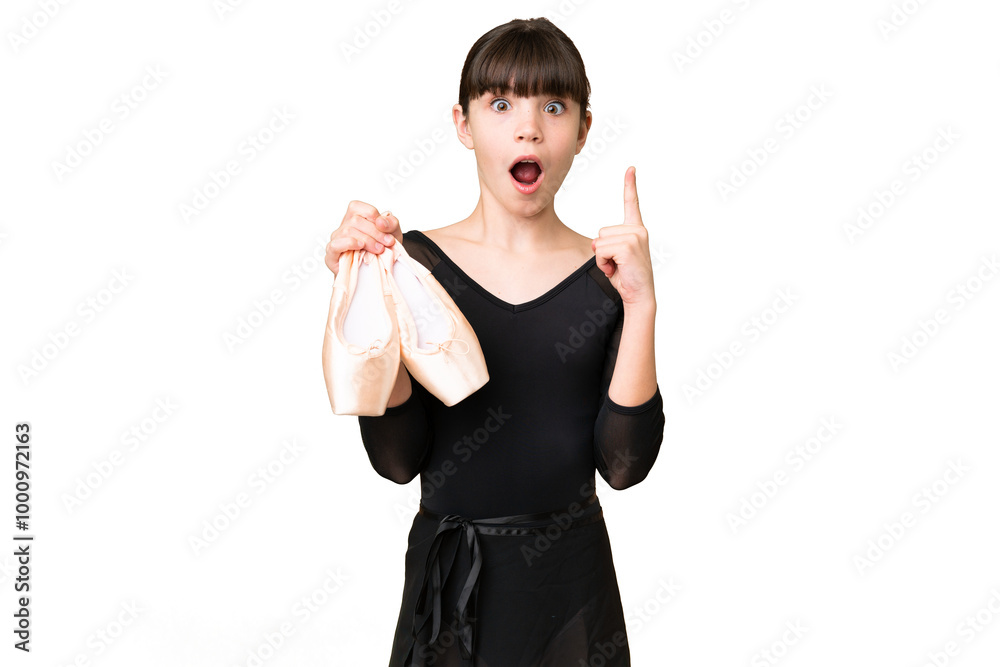 Little caucasian girl practicing ballet over isolated background thinking an idea pointing the finger up Little caucasian girl practicing ballet over isolated background thinking an idea pointing the finger up