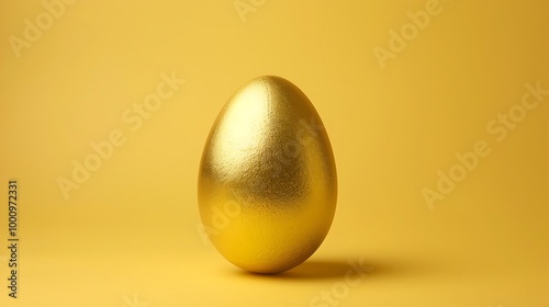 A golden choza on a egg with yellow background