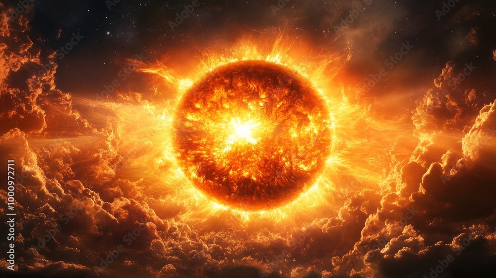 Fototapeta premium Fiery Orb in the Sky