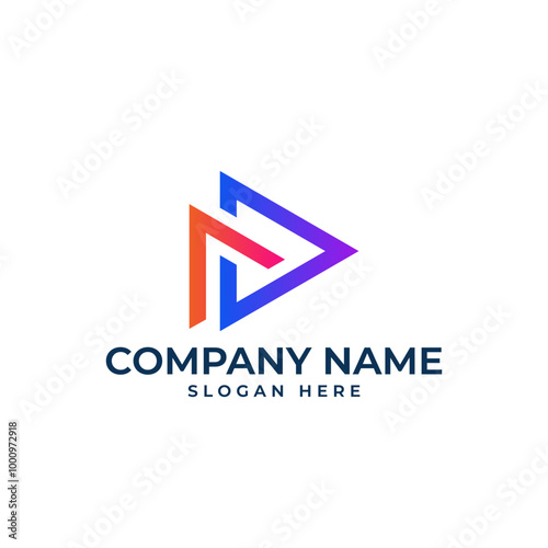 Free Download Forward arrow Play button in blue purple gradient with the upward arrow in orange for modern and minimalist logo - GFXLoad