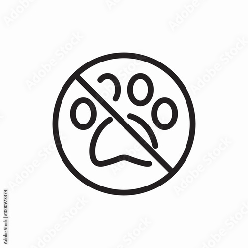 no pet dog paw icon sign vector