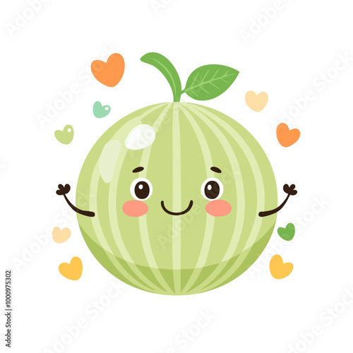 Melon Cute Cartoon Fruit Fresh Animation Kawaii Healthy Character
