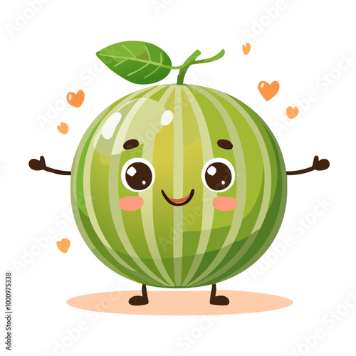 Melon Cute Cartoon Fruit Fresh Animation Kawaii Healthy Character
