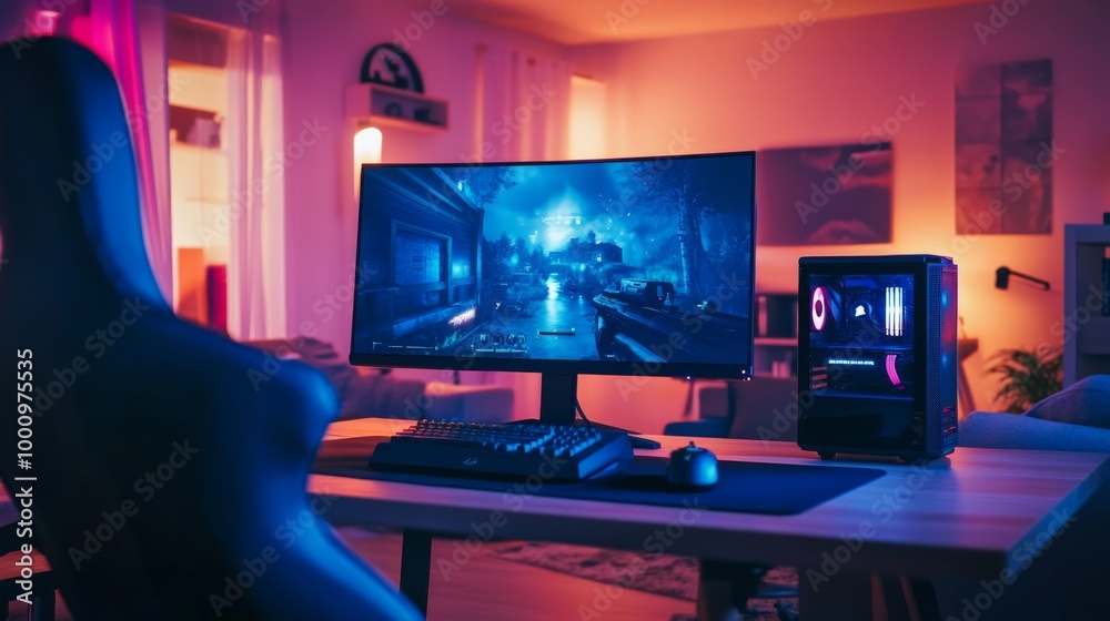 Gaming Setup in Cozy Room Gaming Setup in Cozy Room