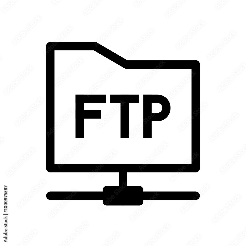 Ftp icon in black, outline style and transparent background Ftp icon in black, outline style and transparent background