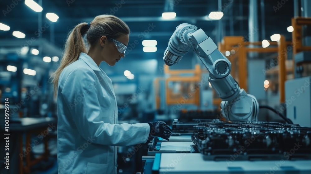 Female Engineer in Modern Industrial Facility Female Engineer in Modern Industrial Facility