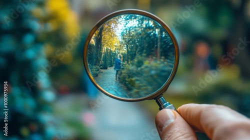 Magnifying Glass Focuses on Pathway in Garden