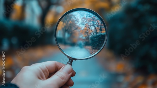 Magnifying Glass and Autumn Path