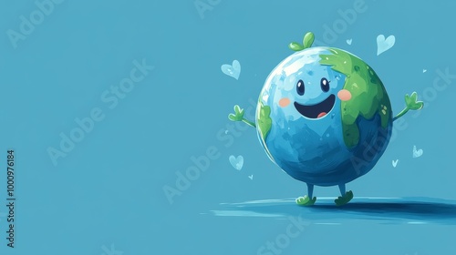 Cheerful Earth Cartoon Illustration photo